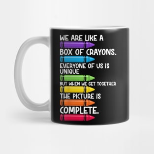 Back To School Teacher We Are Like A Box Of Crayons Mug